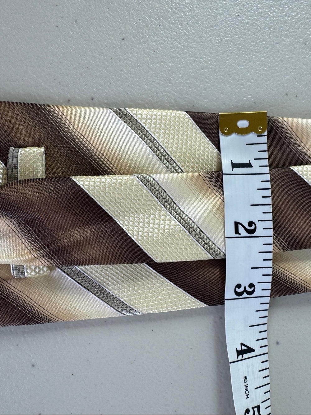 Valentino Cravatte Striped Brown Gold Silk Tie Luxury Designer Classic Wedding - Picture 10 of 13
